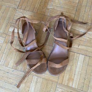Tan lace up sandals